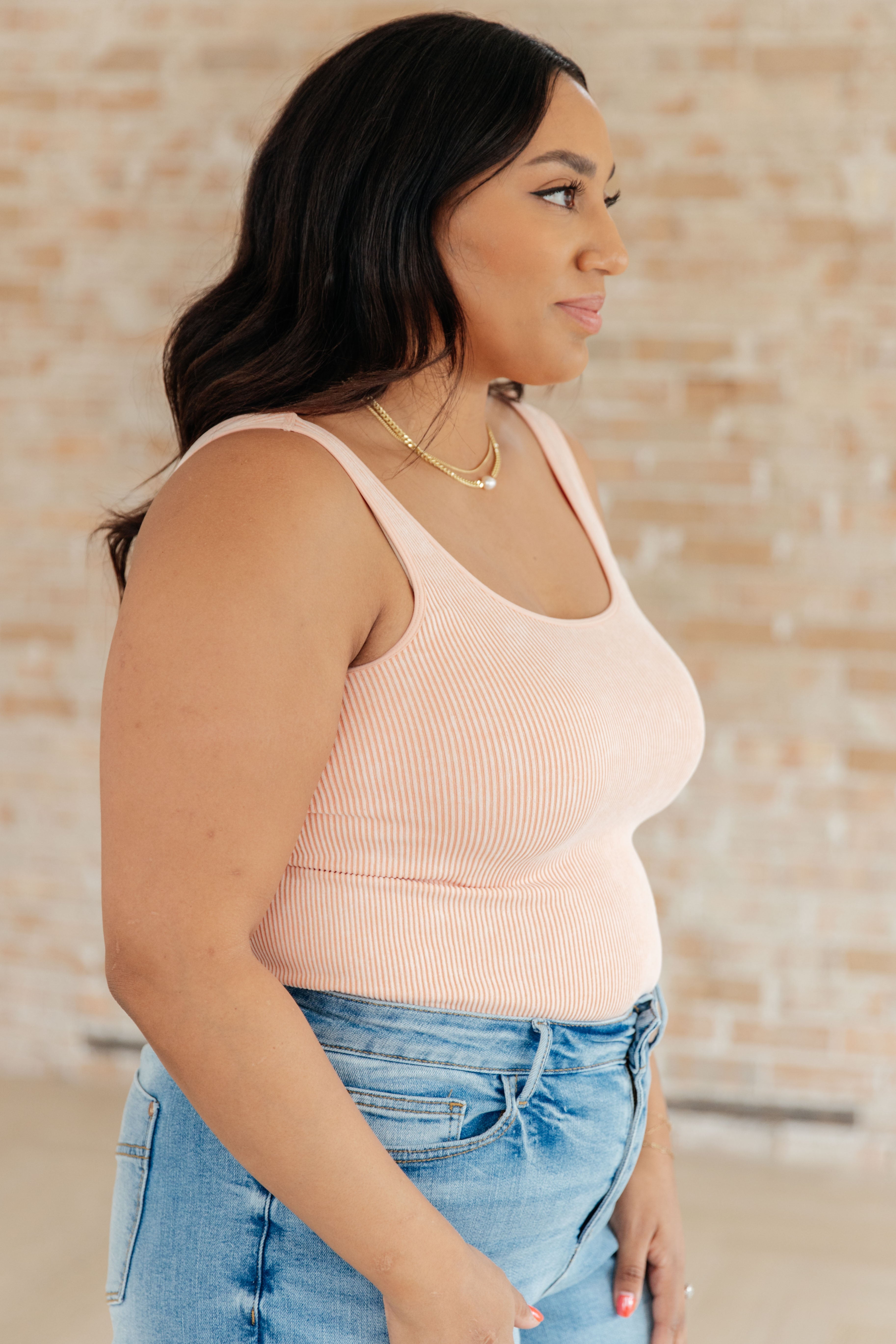 Fundamentals Ribbed Seamless Reversible Tank Dusty Rose