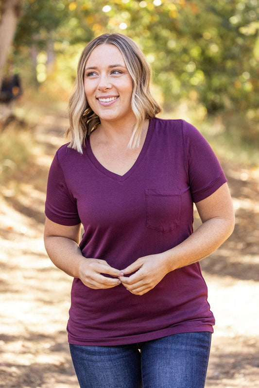 Sophie Pocket Tee - Burgundy