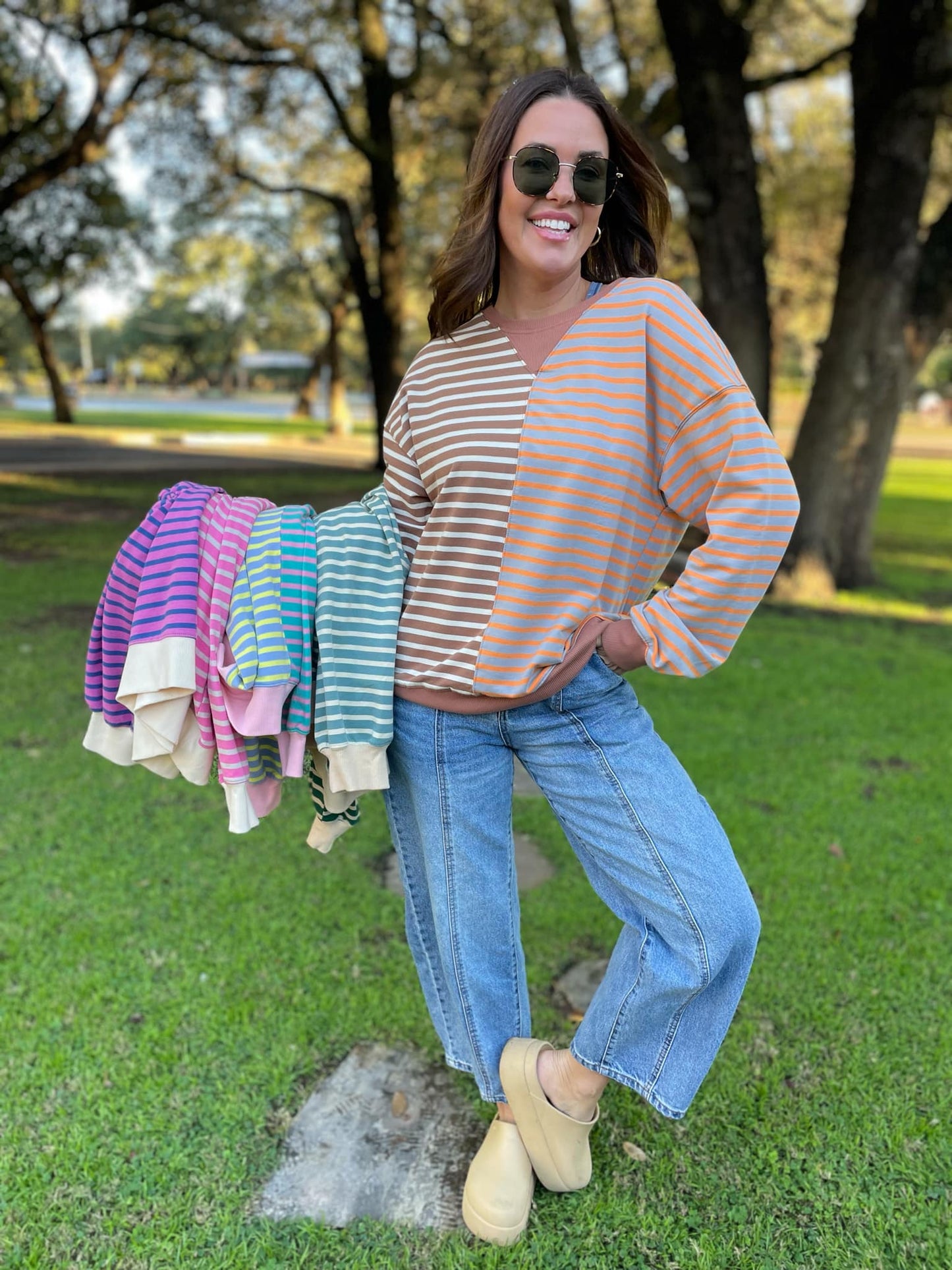 PREORDER: Step By Step Stripe Sweatshirt in Four Colors