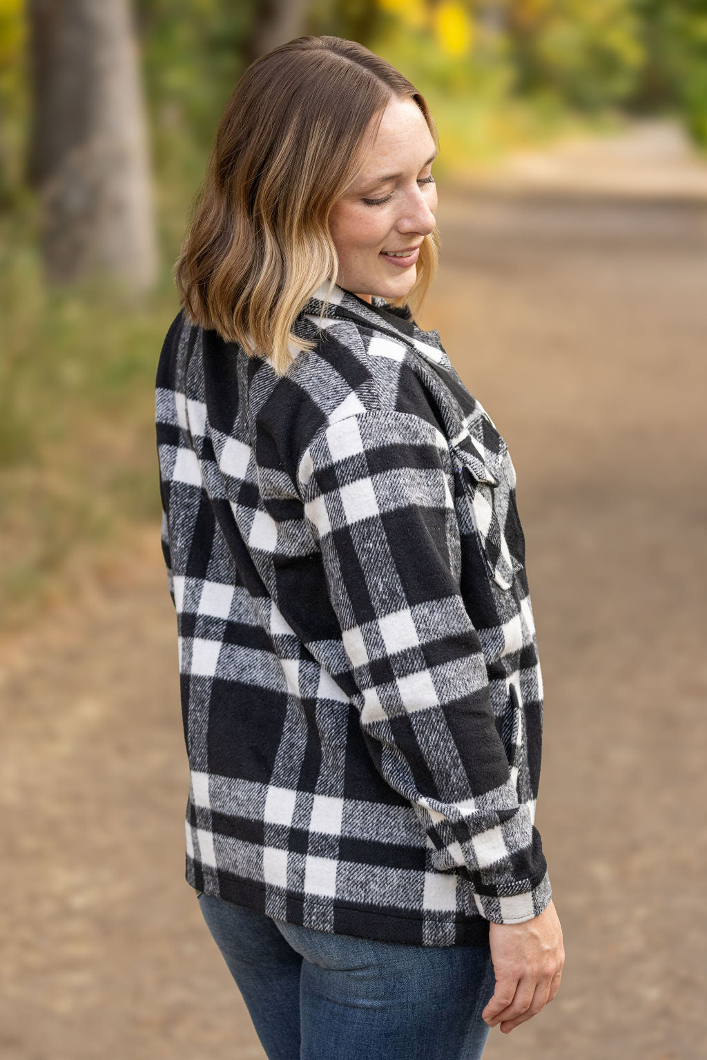 Norah Plaid Shacket - Classic Black and White