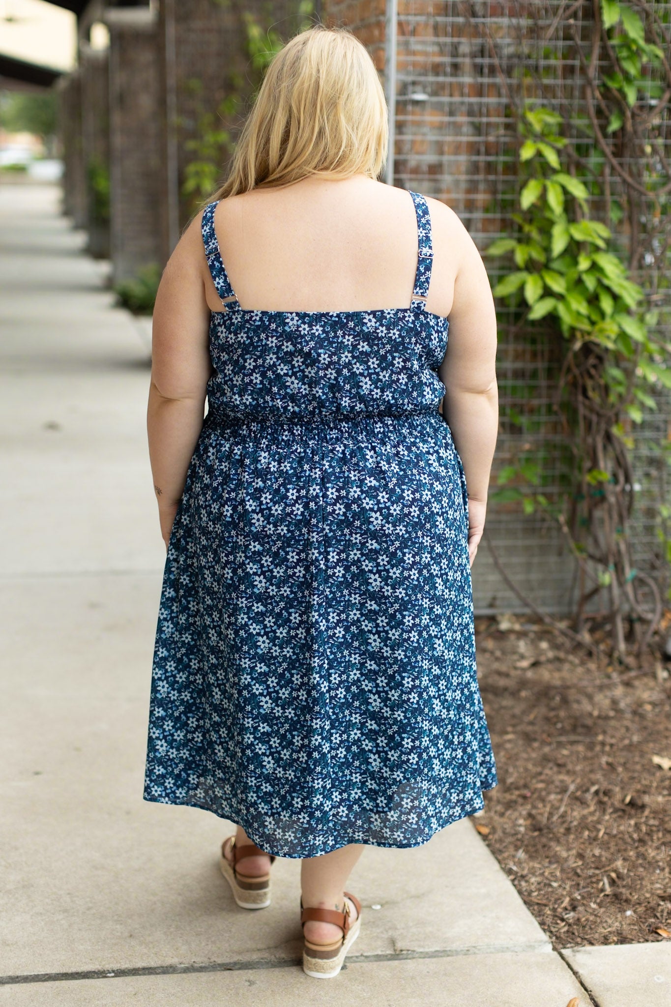 Cassidy Midi Dress - Blue Floral Mix