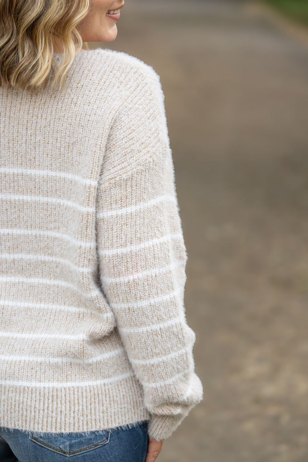 Cozy Striped Sweater - Natural