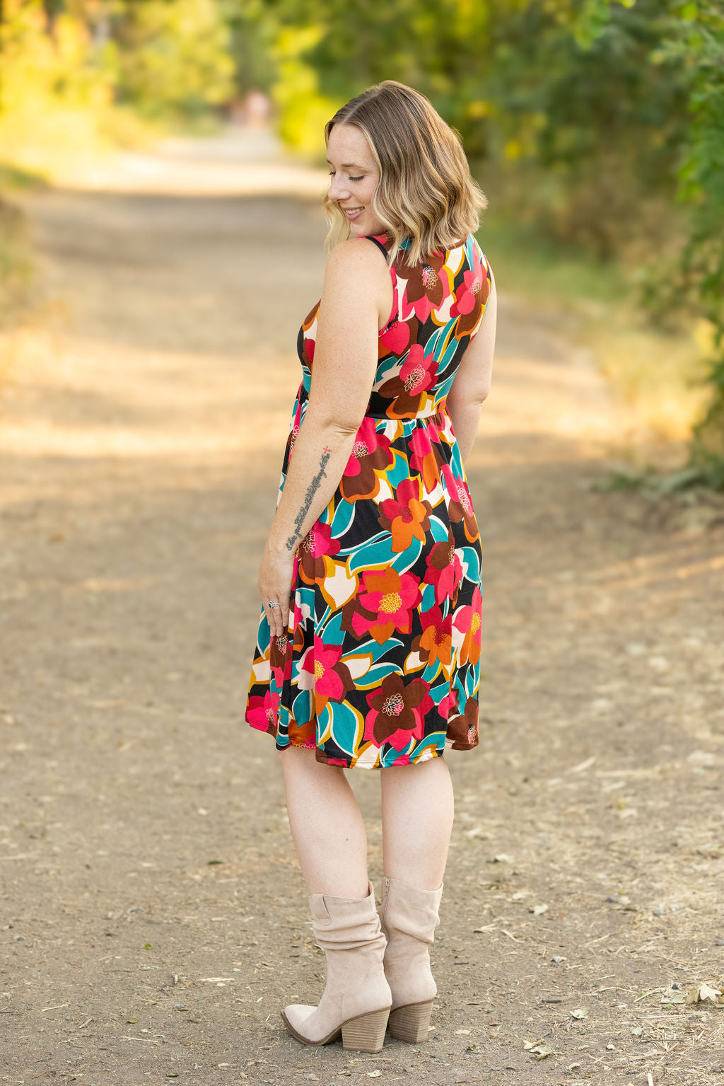 Kelsey Tank Dress - Bold Magenta Floral