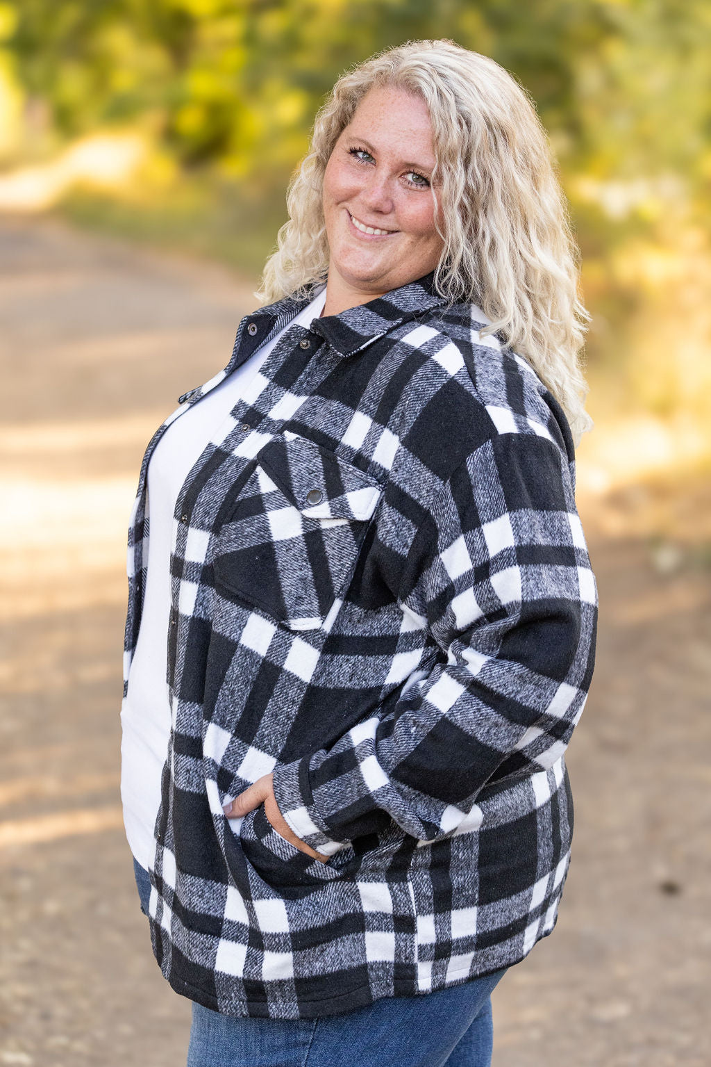 Norah Plaid Shacket - Classic Black and White