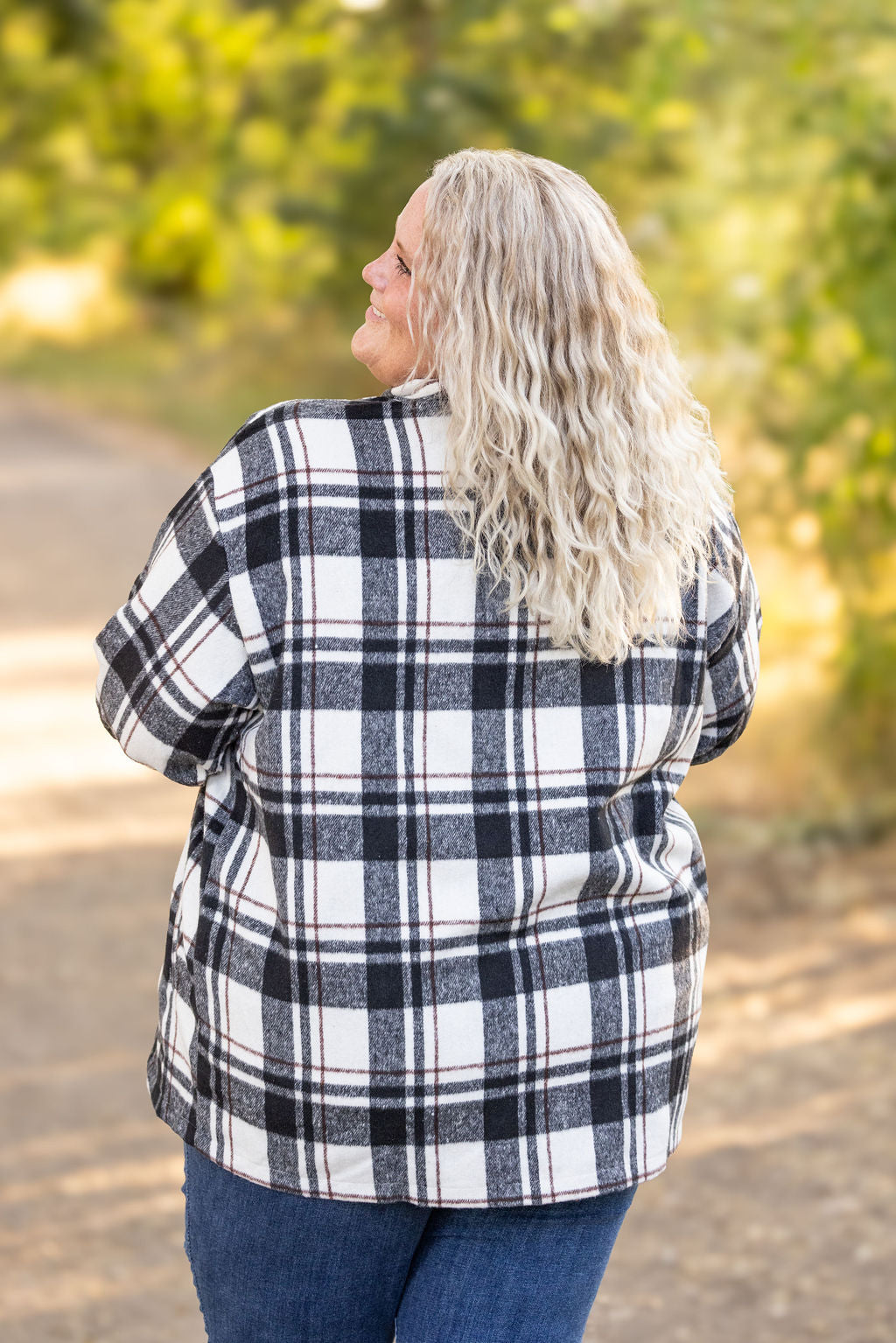 Norah Plaid Shacket - White and Black