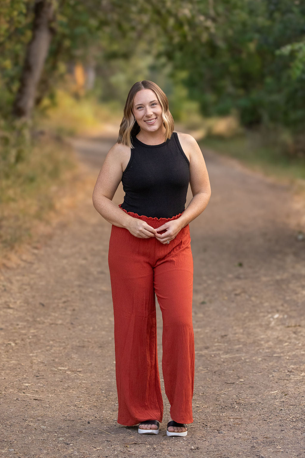 Presley Palazzo Pants - Brick | Women's Wide-Leg Pants