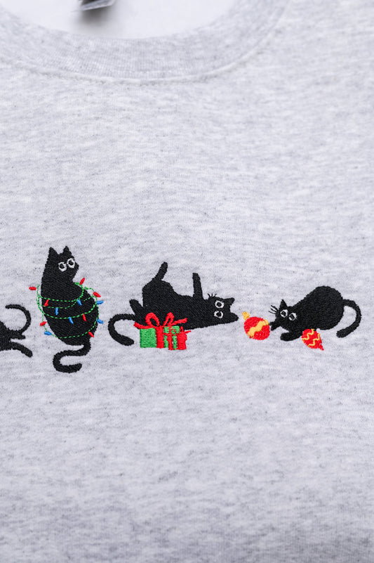 PREORDER: Christmas Cats Embroidered Sweatshirt