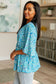 Dreamer Peplum Top in Blue and Teal Paisley