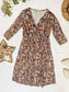 Taylor Faux Wrap Midi Dress - Mocha Floral