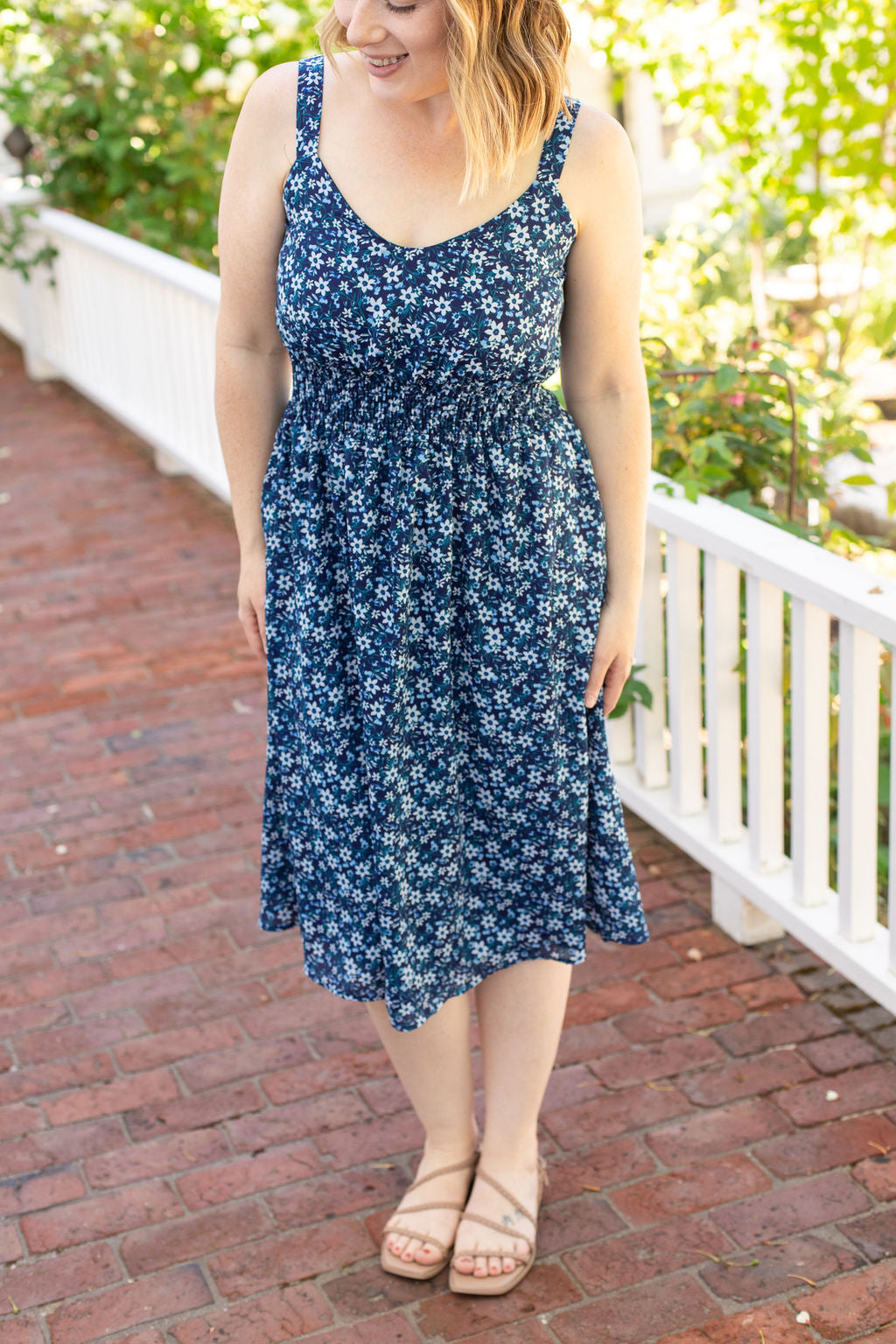 Cassidy Midi Dress - Blue Floral Mix