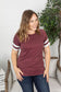 Kylie Track Tee - Burgundy and White