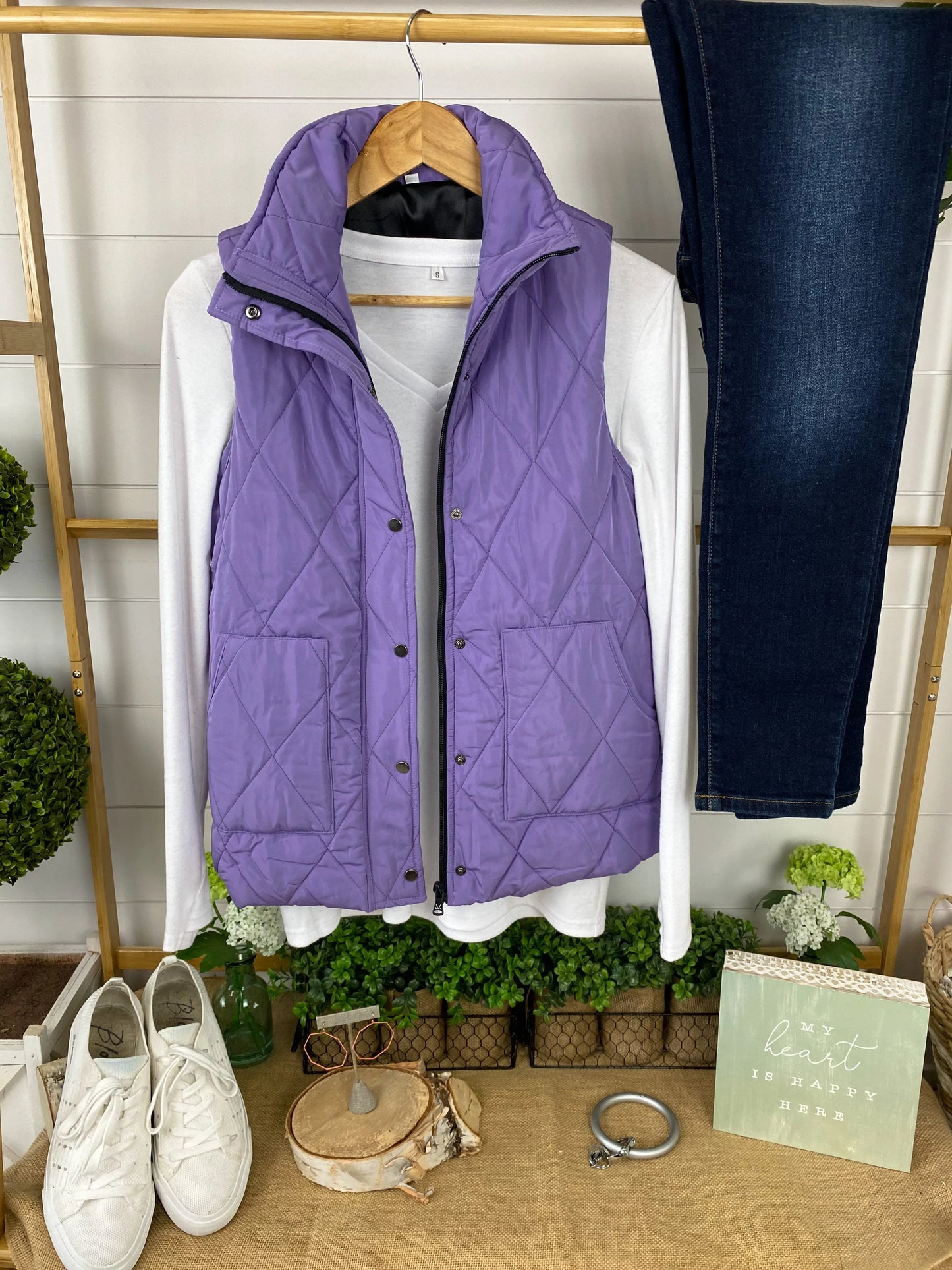 Remy Zip Up Vest - Bright Purple